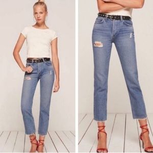 Reformation straight leg distressed jeans Vintage Fit Style Jeans size 28